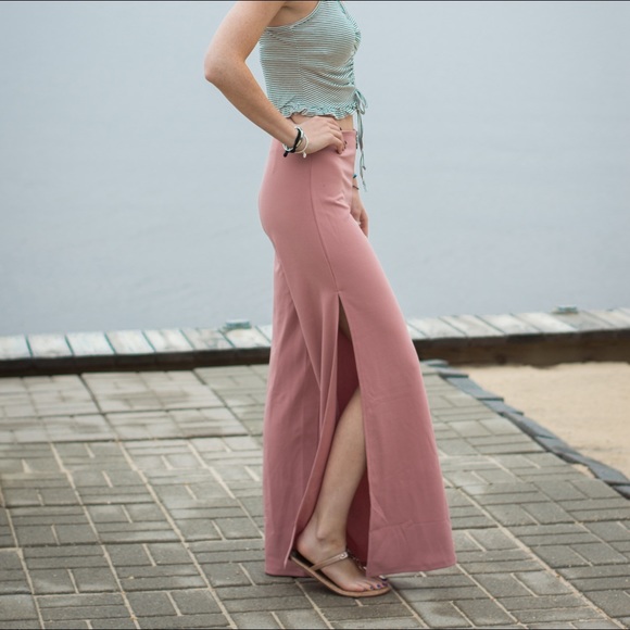 Dusty rose slit pants - Picture 2 of 2